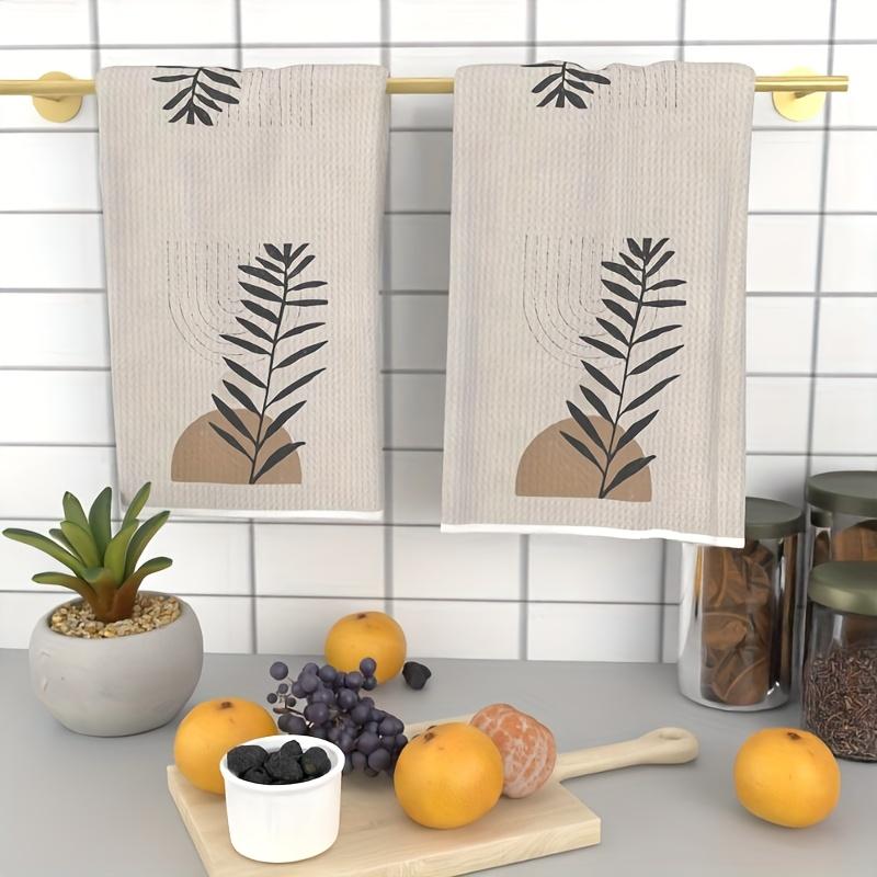 2pcs 23.6x15.7 In Abstract Plant Art Printed Bathroom Towel Decorative Tea Towel - Ultra Soft Microfiber Suitable For Cleaning Machine Washable Perfect Choice For Home Bathroom