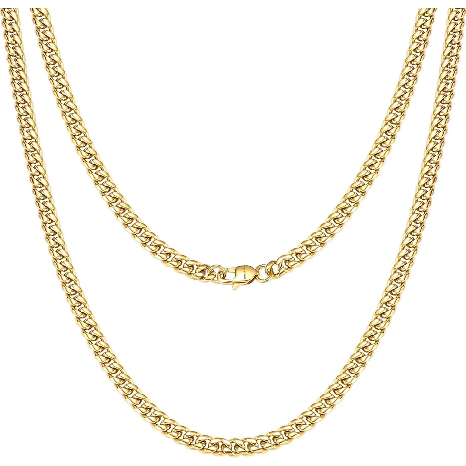 Miami Cuban Chain Necklace for Men/Women,316L Stainless Steel 4/6MM Width 18"/20"/22"/24"Length Fashion Lobster Clasp  Hop ,Cuban Link Chain  Plated/ Chain Stainless Steel with  Box