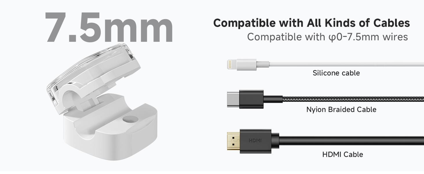 Magnetic Cable Clips, Adjustable Cord Holder Management, Adhesive Wire Keeper Organizer for Home Office Desk Phone PC Car Wall Desktop Nightstand Appliance (6-Pack Crystal Multicolor)