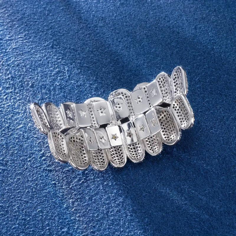 Iced Out Cubic Zirconia Grillz for Men & Women - Gold Silver Micro Pave Top Bottom Teeth Jewelry, Unisex Glitter Gift Oral