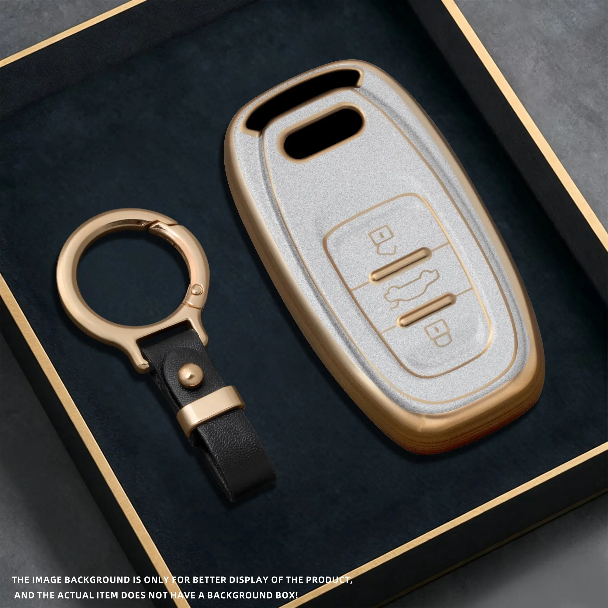 Audi Keychain Accessories for A4 A1 A3 S4 B7 B8 A6 A5 A7 A8 Q5 S5 S6 Q7, Car Remote Key Case Cover Holder Shell Fob