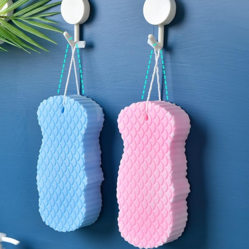 4PCS Super soft exfoliating shower sponge, reusable body exfoliating agent, gentle natural fiber shower sponge suitable for adults and children, providing a soothing exfoliating experience and a spa like enjoyment, Exfoliating Shower Scrubber