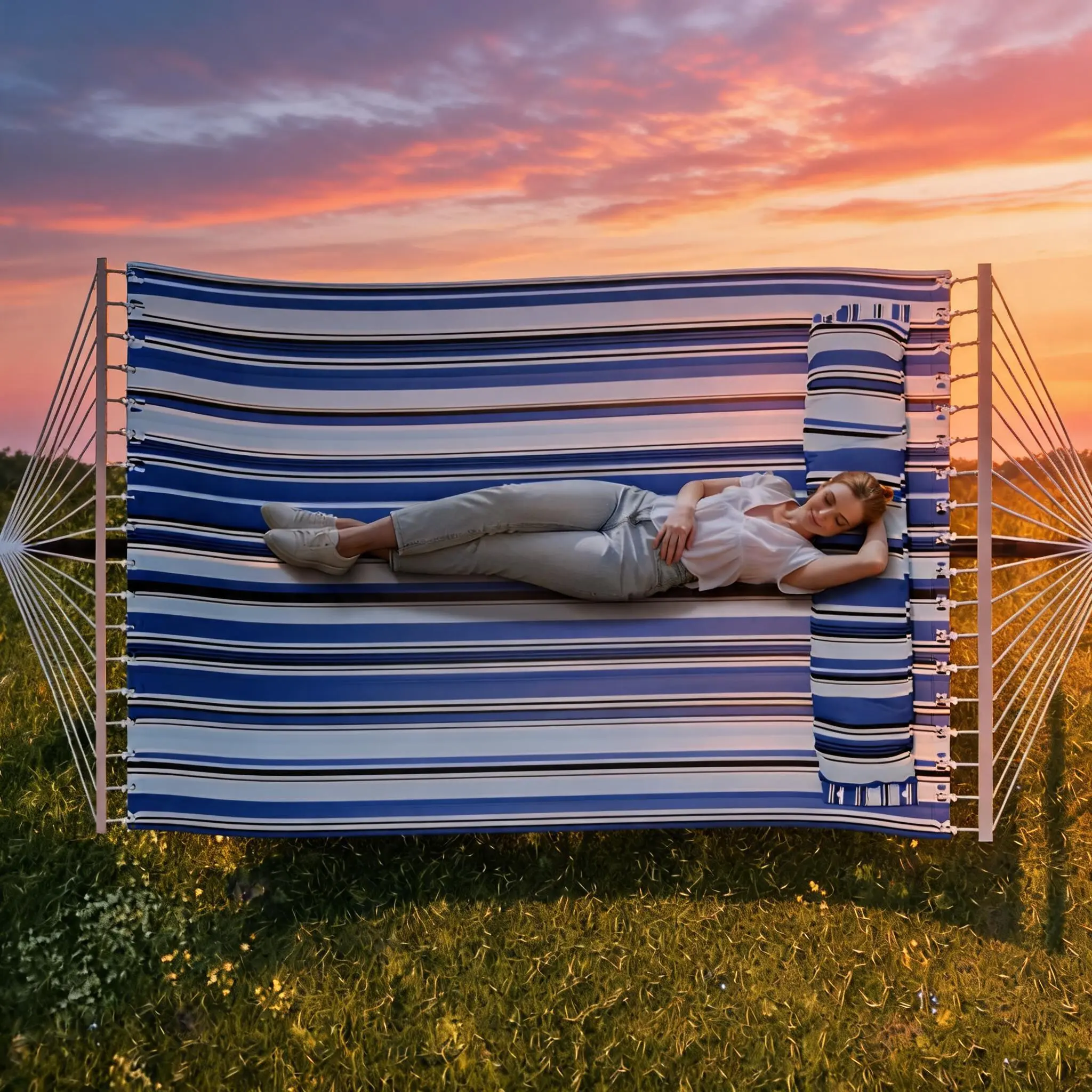 Gaomon Heavy-Duty Double Hammock with Portable Stand for 2 Adults - Large-Width Hammock Bed, Outdoor Patio Garden Camping Furniture, For Two Adults