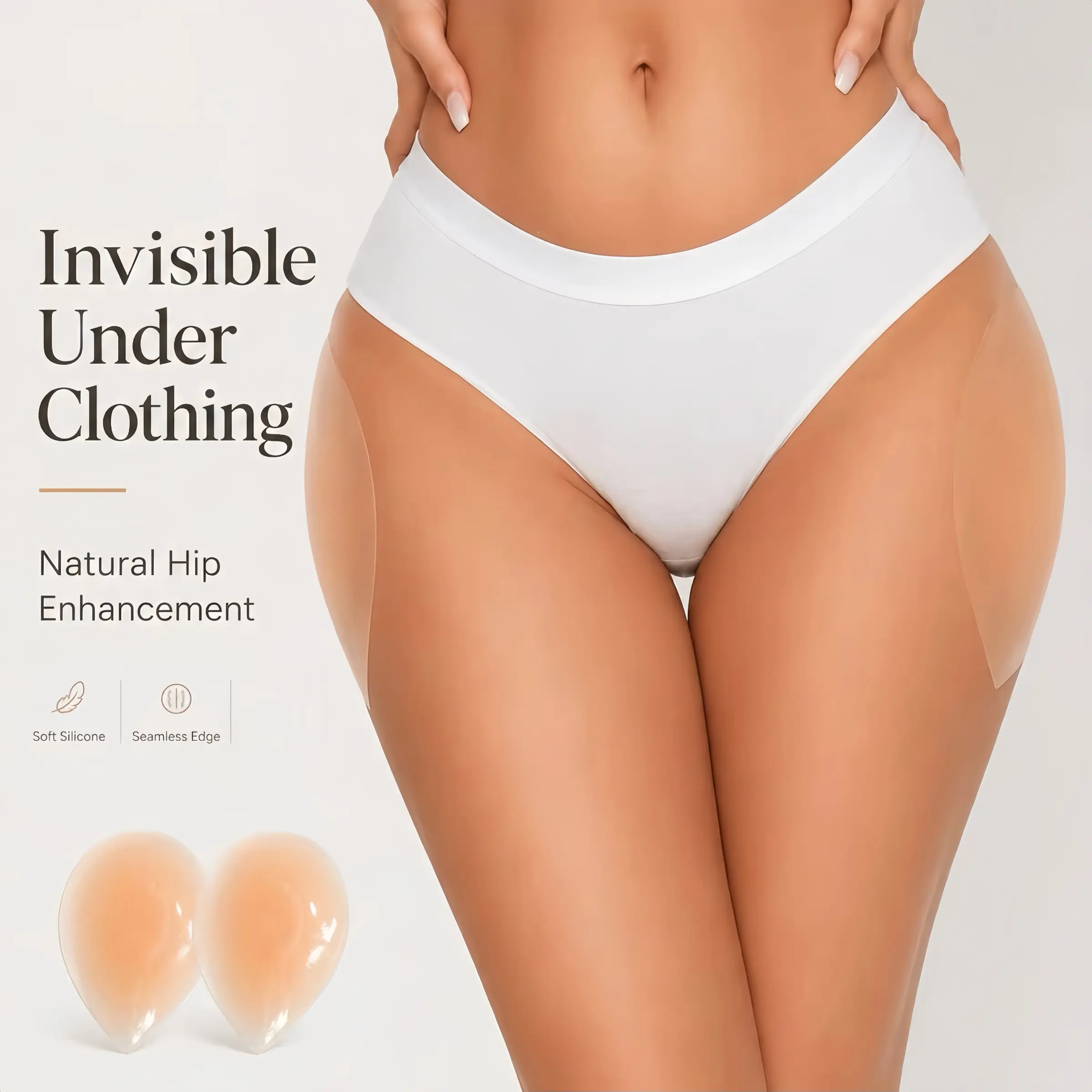 2-Pack Reusable Silicone Butt Lift Pads, Self-Adhesive Shaping Pads, Sticky Firming Pads, Natural Plump Buttocks and Legs