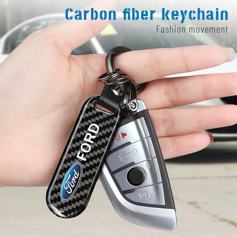 Car Carbon Fiber Keychain Key Chain Pendant Keyring Horseshoe Buckle For Ford Mustang F150 Explorer Expedition Escape Bronco Capri Fiesta Focus Ecosport Figo Maverick Ranger S-MAX Mondeo F250 F350 Galaxy Everest Kuga EDGE KA Fusion Taurus Escort
