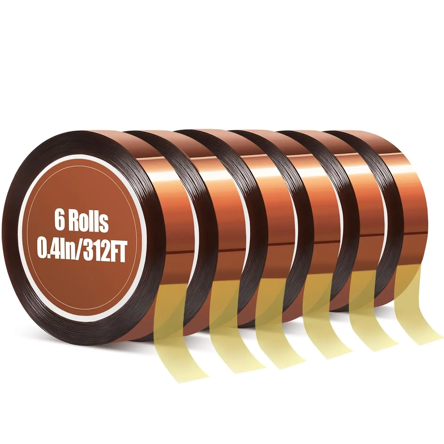 6 Rolls Heat Tape , High Temperature Heat Resistant Tape for Sublimation | 10mm*16m(52FT) Polyimide Heat Tape, Adhesive Transfer Tape for Sublimation Press Vinyl, Soldering, Electronics, No