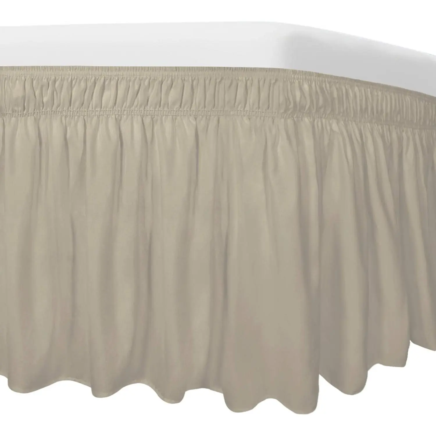 Easy-Going Polyester Bed Skirt for Twin/Full Size Bedroom Modern Beds, 22-Inch Tailored Drop, Adjustable Band Fit, No Mattress Lifting Needed, Neat Finish (Beige), Ruffled Edge