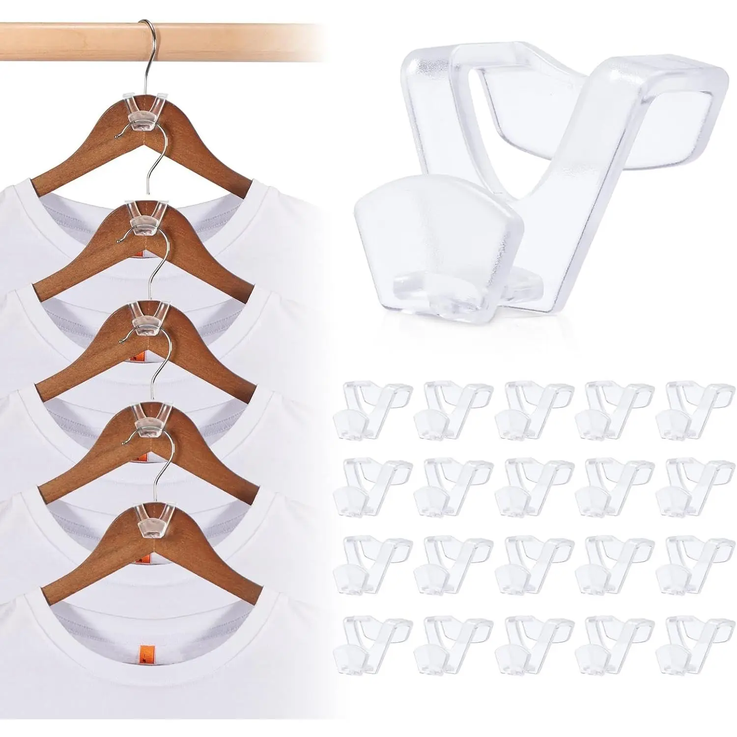 DAY Saving Hangers 20 Pack, Clear Clothes Hanger Connector, Duty Hangers Saver, College Dorm Room, Closet Organizers and