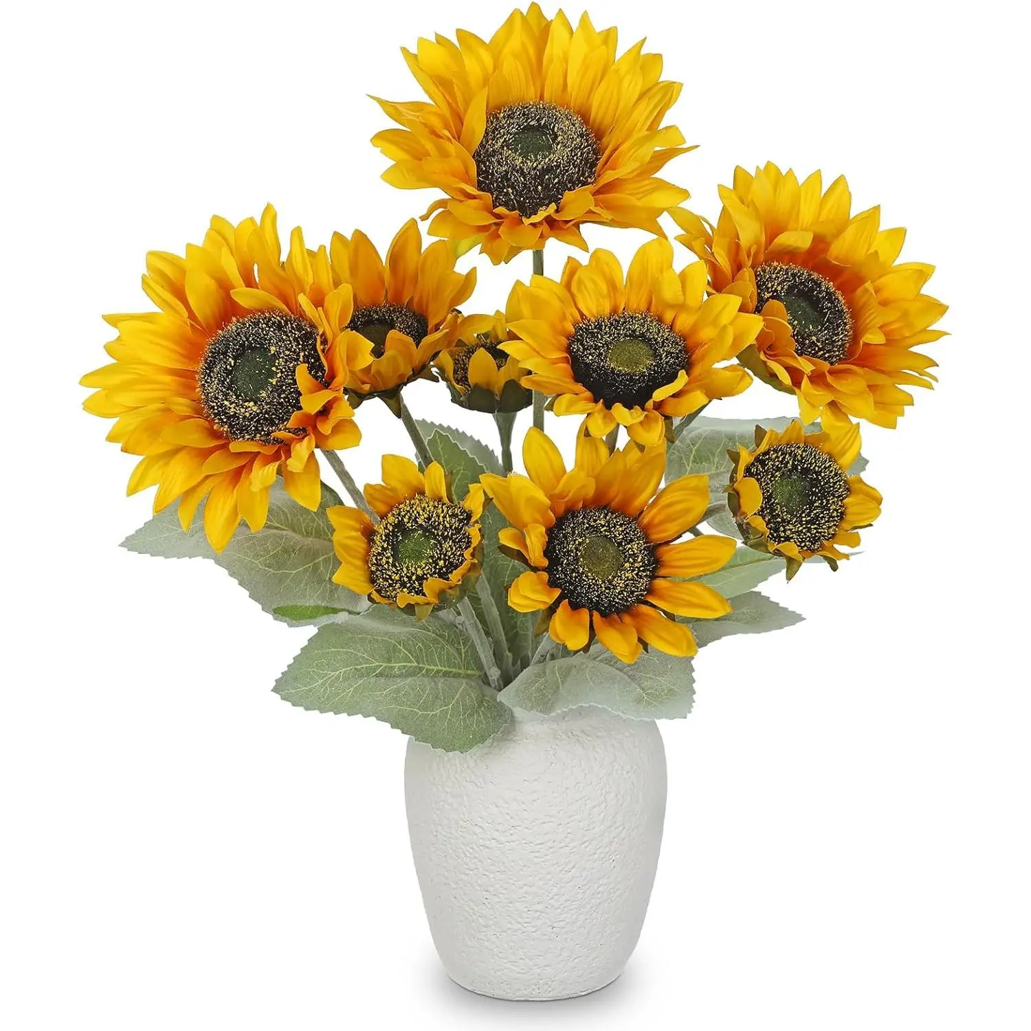 Fake Silk Sunflower Flower in Vase, Large Rustic Potted Sunflower Flower Arrangements Artificial Flowers for Home Tabletop Decor, Faux Sunflowers Centerpiece for Kitchen Living Room Office Farmhouse