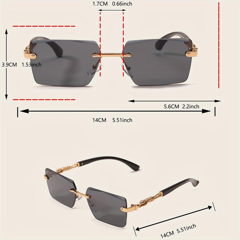 Unisex Rimless Rectangle Sunglasses - Small Square Shades for Beach Vacation, Travel & Daily Wear