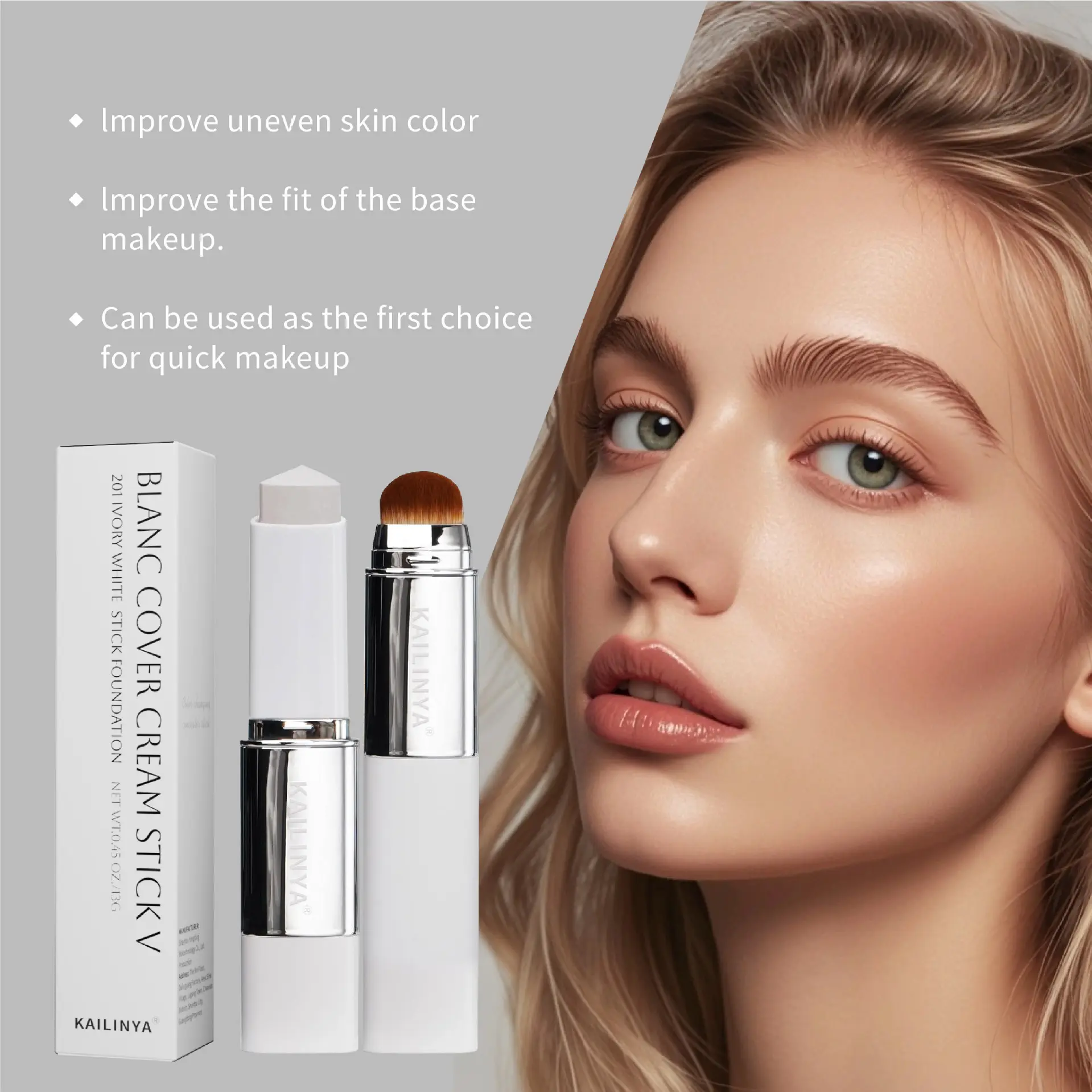 Double-Ended Color-Changing Foundation Stick - Concealer, Contour & Skin Brightening Makeup, Long-Lasting, Smudge-Resistant, Flawless Finish