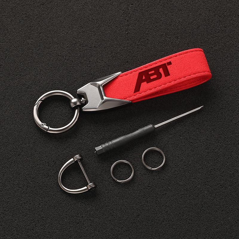 New Suede Leather ABT Keyring Car Keychain for Audi A3 A4 A5 A6 A7 Q3 Q5 Q7 Q8 RS3 RS6 S3 S5 VW Golf 4 5 6 7 Passat Accessories