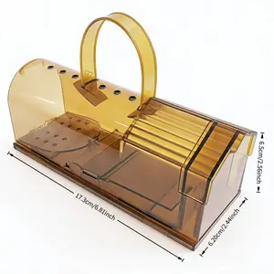 Humane Live Catch Mouse Trap with Handle, Reusable No-Kill Rodent Trap, Easy Set Catch & Release Cage, Safe Pest Control, Pack of 2