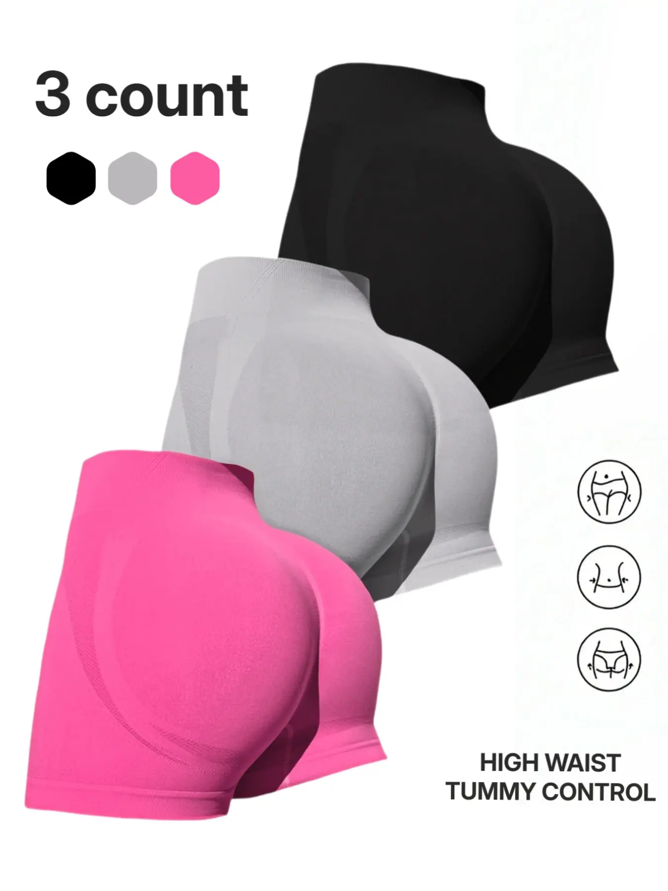 Women's Solid High Waist Gym Shorts, Comfy Breathable Yoga Shorts, Ladies Sportswear for Gym Workout Running, Compression Sports Shorts