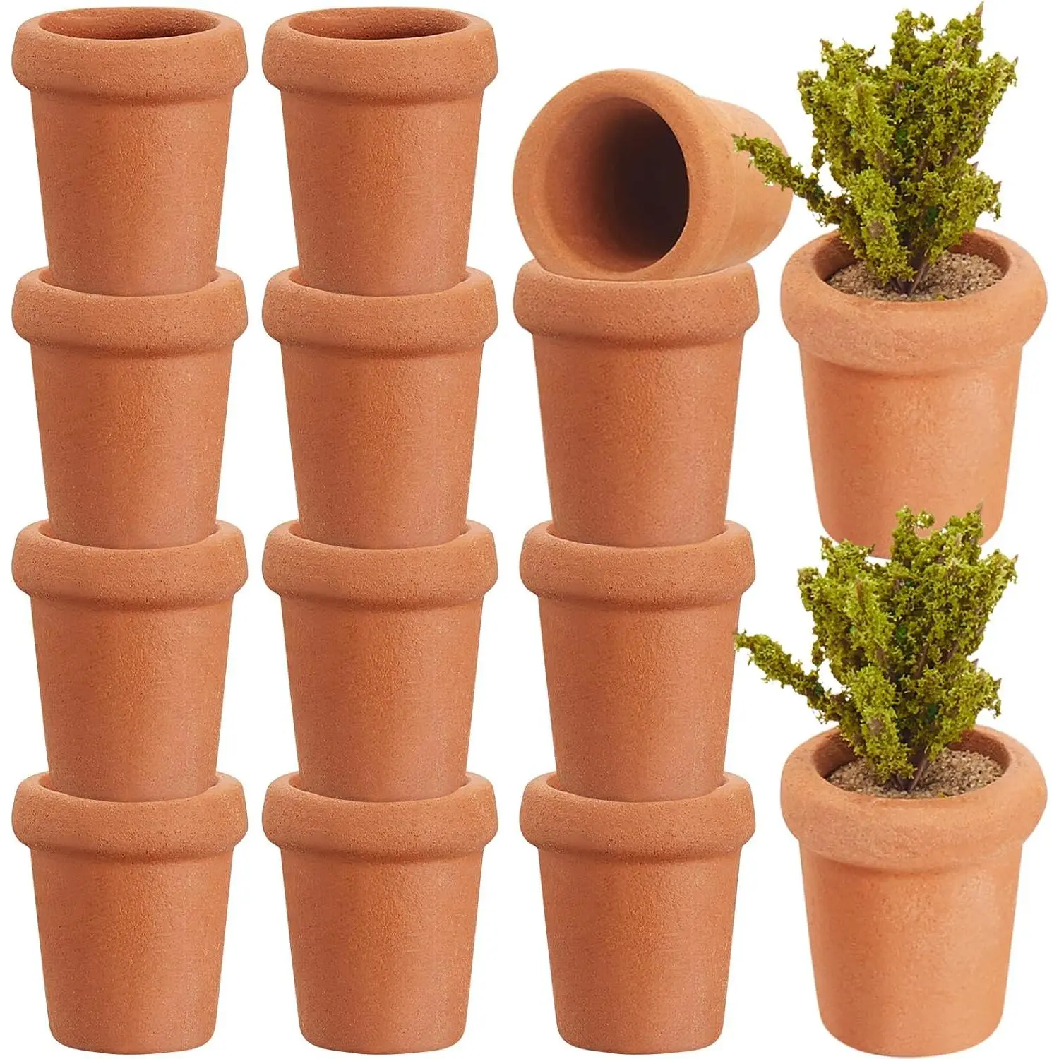 16 count Small Mini Clay Pots 0.6 Inch Terracotta Pot Small Flower Pot for Crafts Doll House Flower Pots for DIY Garden  and Office Desktop Windowsill Decoration