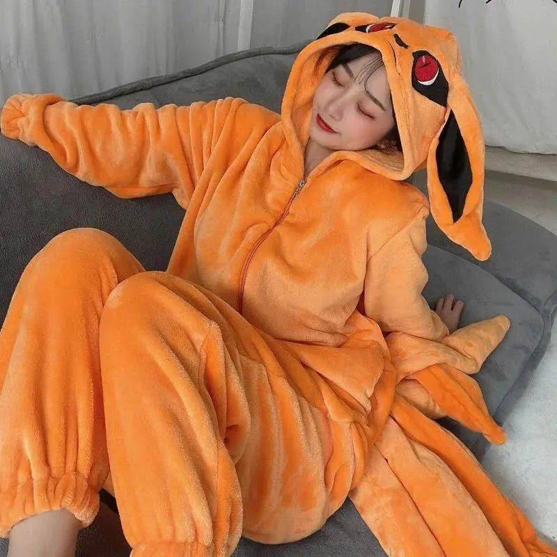 Anime Hokage Uzumaki Cosplay Kostuum voor volwassenen, Kurama Kyuubi Kigurumi Unisex Pyjama's, Glutnel Jumpsuit,