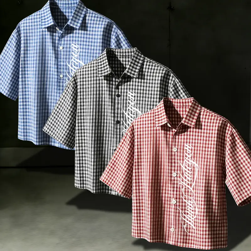 Men's Short Plaid Print Gingham Sleeveless Shirt Fashion Top for Daily Wear, Trendy Design with Comfortable Feel, Casual Summer Clothing