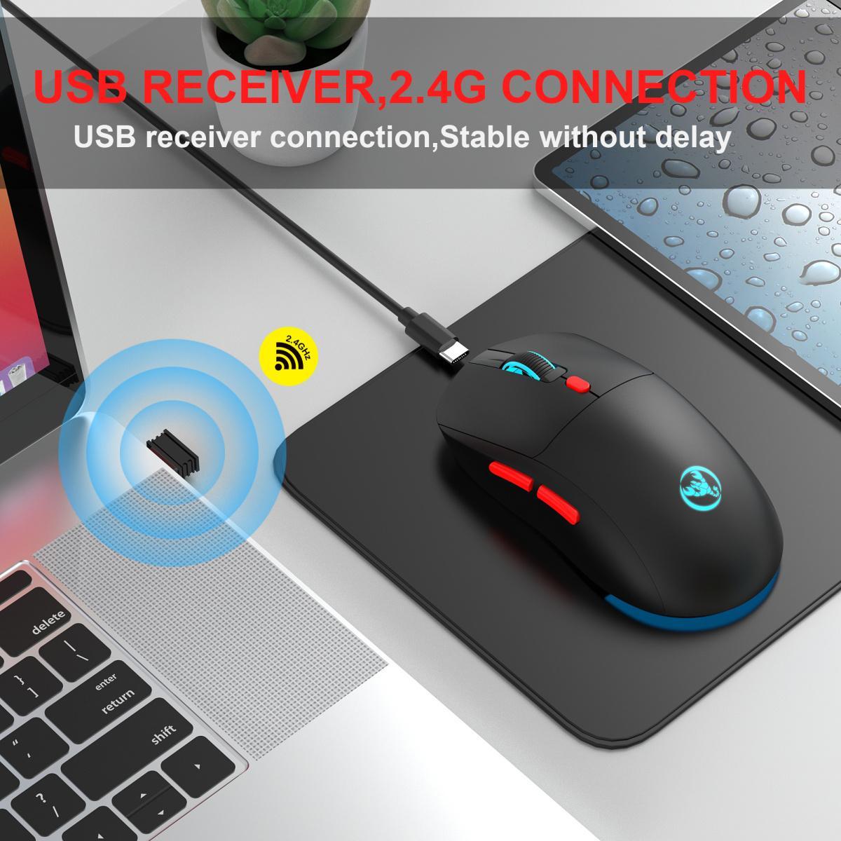 Wireless 2.4g Mouse with 650 mah Battery, Optical Movement Detection, Right Hand Orientation, Suitable for PC Laptop MAC Gaming Office Use Ergonomic Gaming Mouse