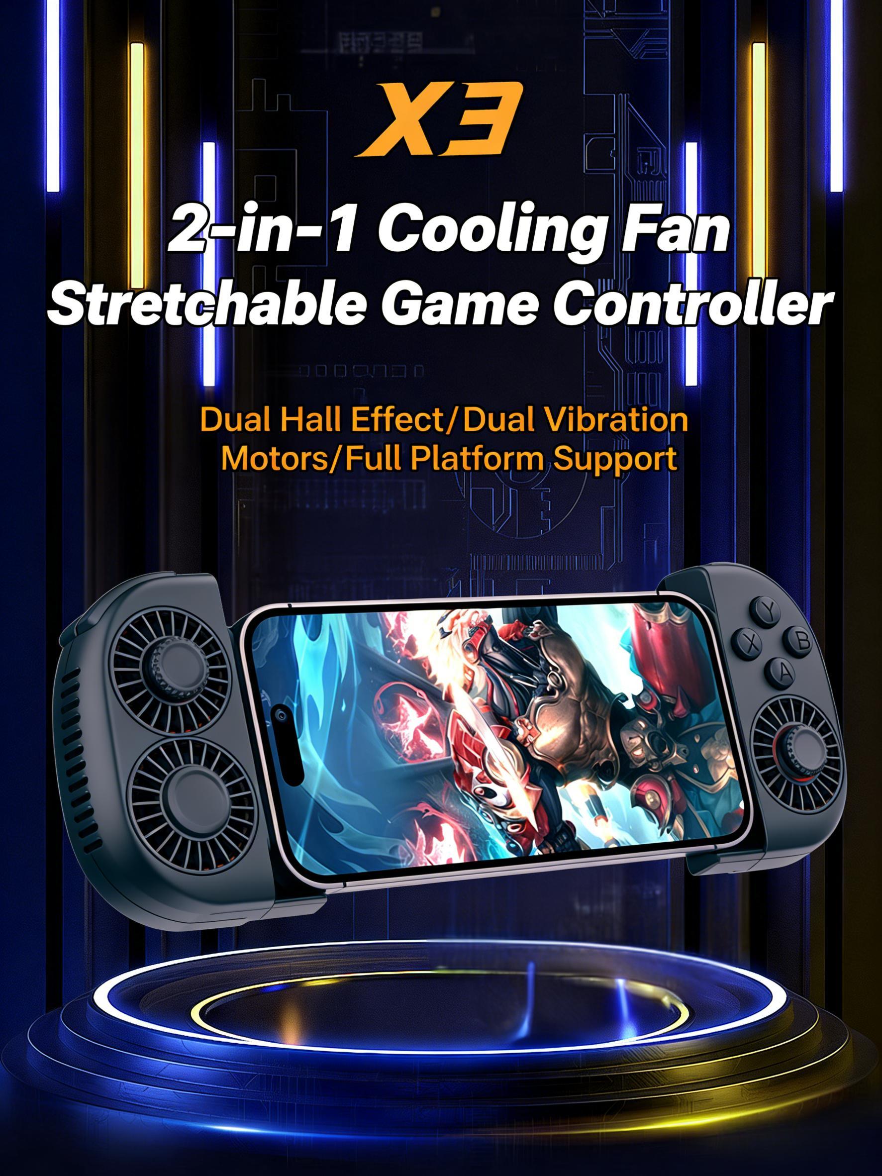 Mobile Phone Gaming Controller Wireless Bluetooth-Compatible Telescopic Gamepad with Cooling Fan for Switch/Android/PC Mobile Phone Gaming Controller Wireless Bluetooth-Compatible Telescopic Gamepad with Cooling Fan for Switch/Android/PC