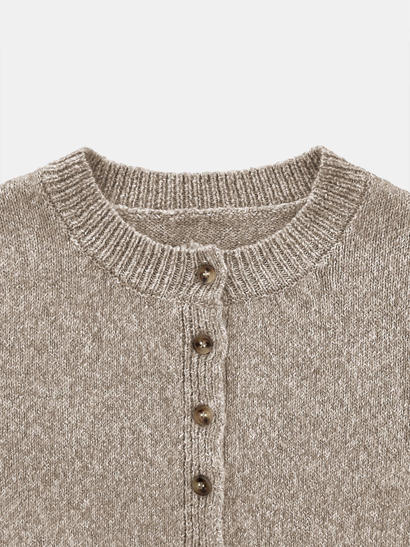 Women's Plain Fitted Crop Sweater Cardigan, Casual Long Sleeve Button Front Cardigan for Daily Wear, Ladies Knitwear for All Seasons, Tops, Womenswear