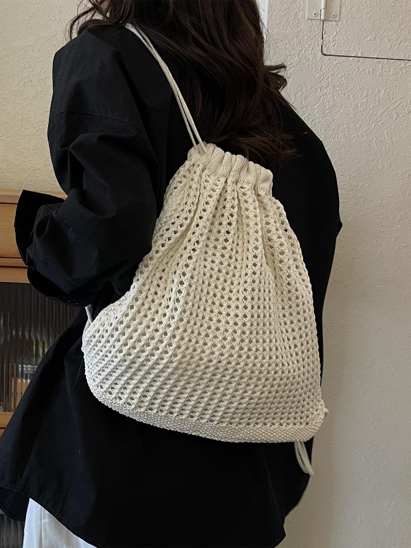 Solid Color Large Capacity Drawstring Backpack, Casual Versatile Bag for Daily Use, Stylish and Functional Travel Bag, Adjustable Shoulder Straps