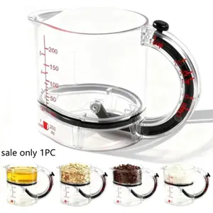 4-in-1 Adjustable Kitchen Measuring Cup, All in One Multi-Functional Measuring Cups with Adjustable Base & Scraper for Wet Dry Sticky Ingredients, Space-Saving Easy to Clean No Waste Design