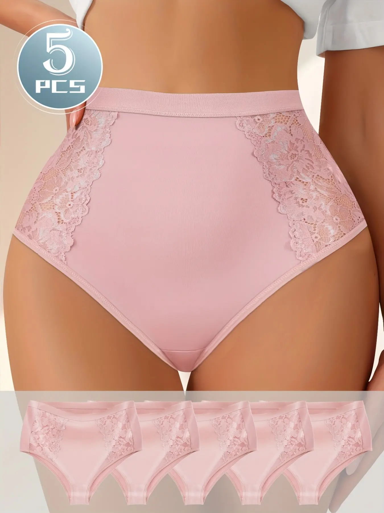 5-Pack Comfort Briefs, Minimalist Soft Breathable Fabric, High Waist Loose-Fitting Underwear, Casual All-Season Wear, Everyday Comfort