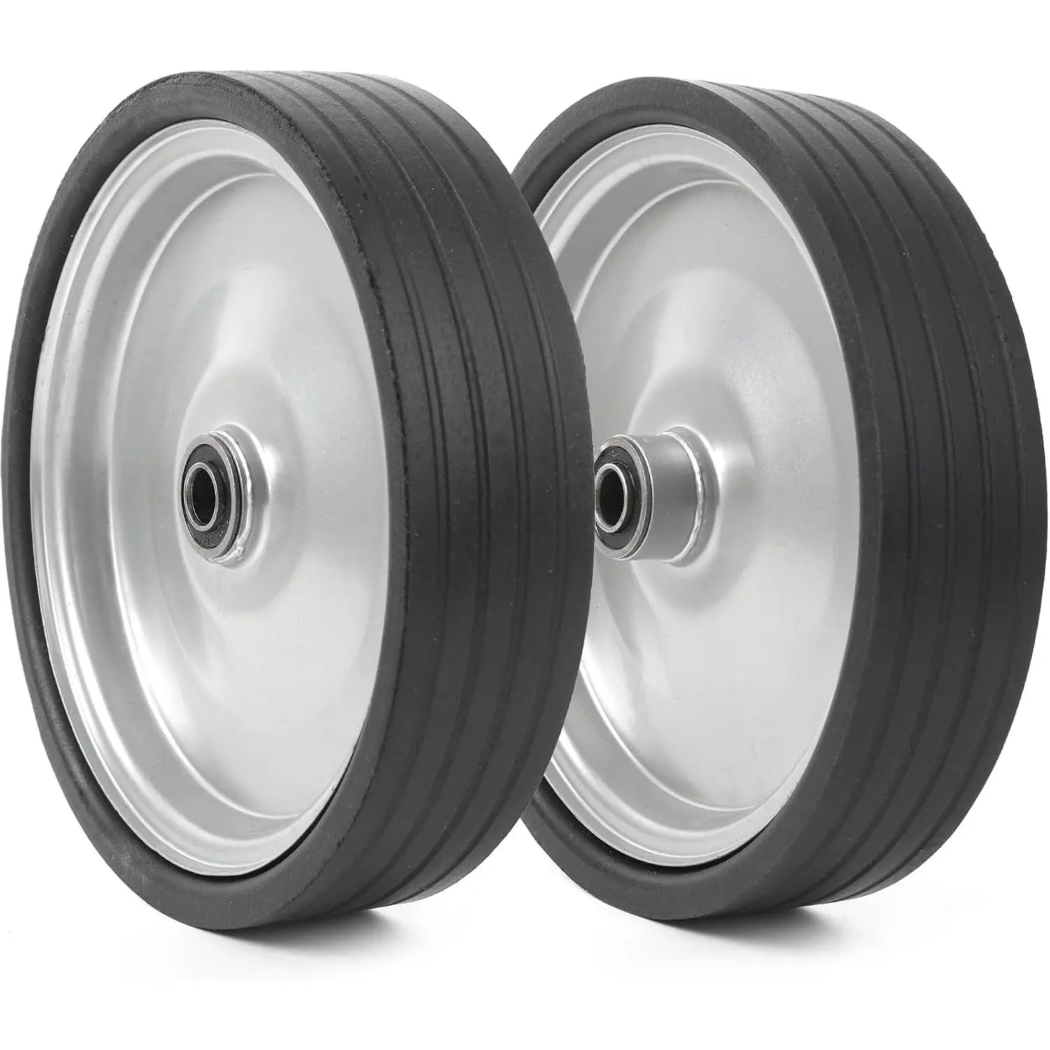 (2-Pack) 10"x2.2" Flat Free Solid Rubber Replacement Tires – 10 Inch Solid Wheels for Hand Trucks, Dollies, Utility Carts, and Wheelbarrows with 2.2" Offset and 5/8" Axle Hole
