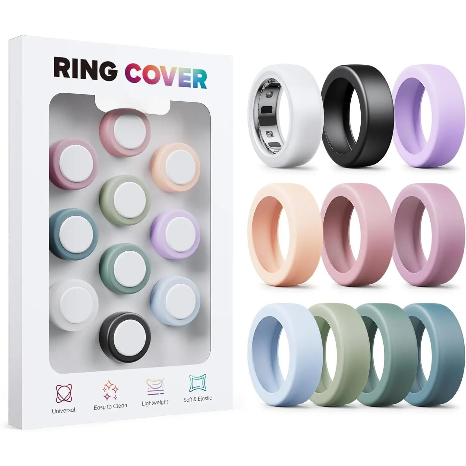 10 Pack  Ring Covers Compatible with Oura Ring Gen 4 & Ring 3 Horizon/Heritage, Slim Protective  Ring Protectors in Morandi Colors for Women Men, S for 4/5/6/7/8/9