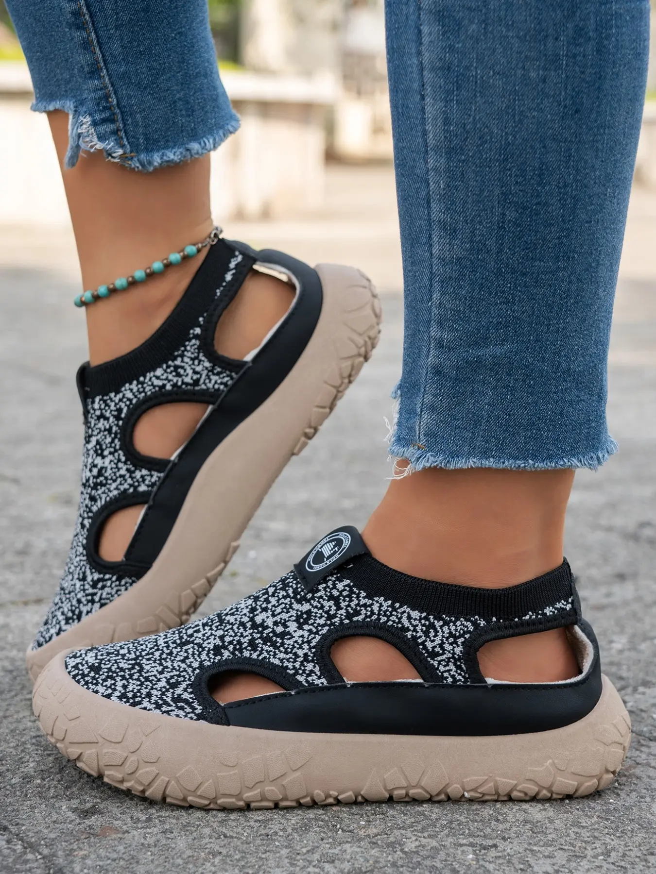 Women's New Fashion Comfortable Daily Commute Lazy Four-Season Casual Shoes, Summer Mesh Breathable Cut-Out Slip-On Sneakers, Casual Wear Shoes