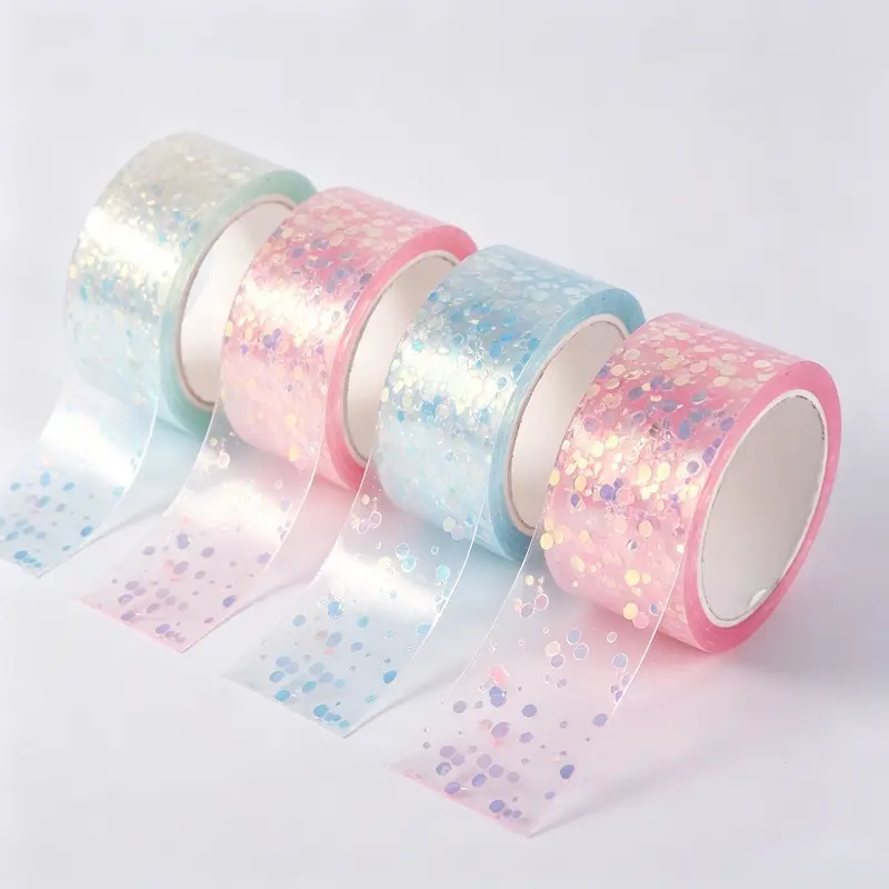 4 Rolls Random Color Glow In The Dark Nano Tape Fluorescent Luminous Craft Tape Shiny Package Stationery For Students Back To School Journal Office DIY Handmade Night Decor Party Ornament Creative Holiday Gift For Kids Craft Lovers Office Workers