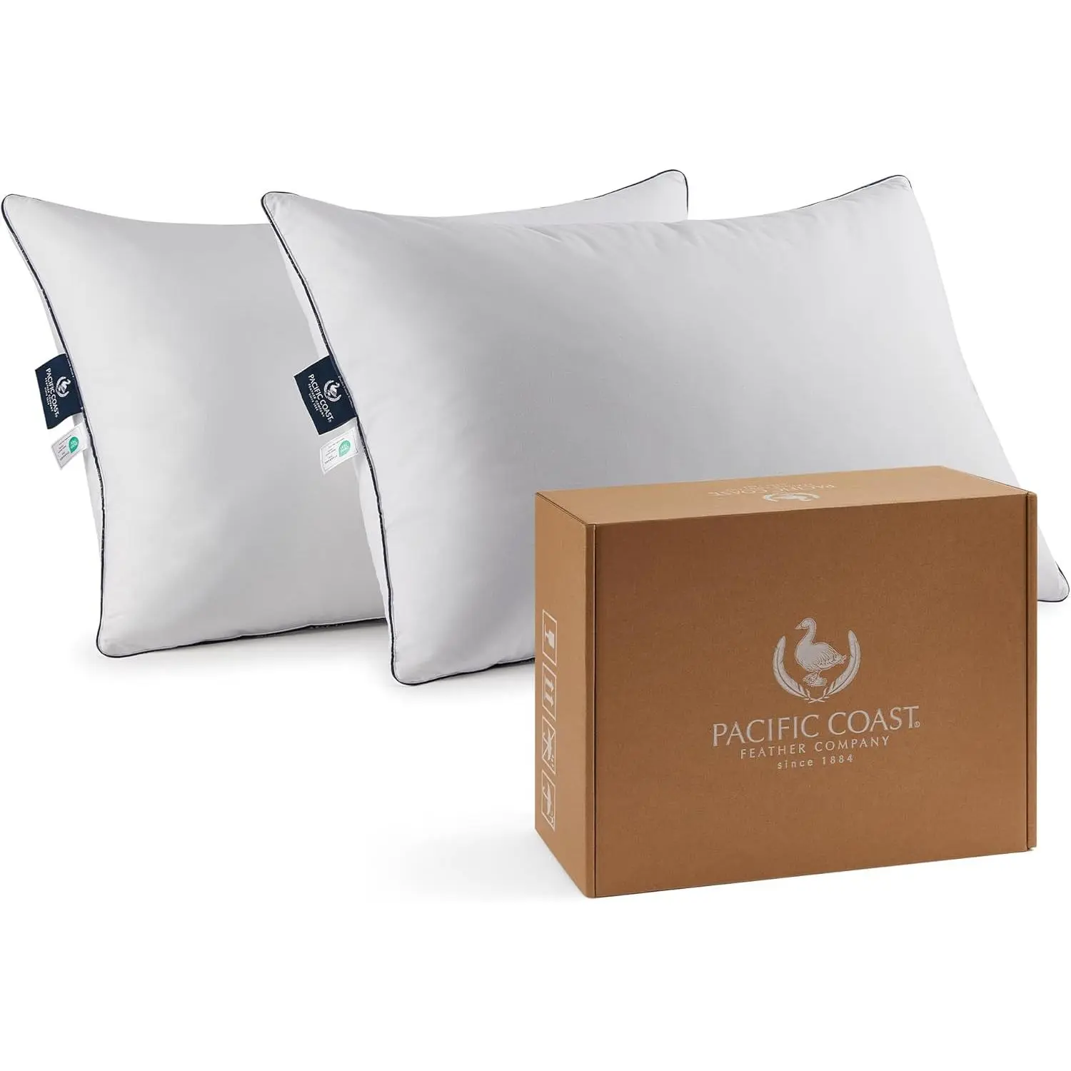 Bed Pillow, Luxury Hotel Goose Feather and Down Firm Pillow for Sleeping with 100% Cotton Shell, Soft and Supportive