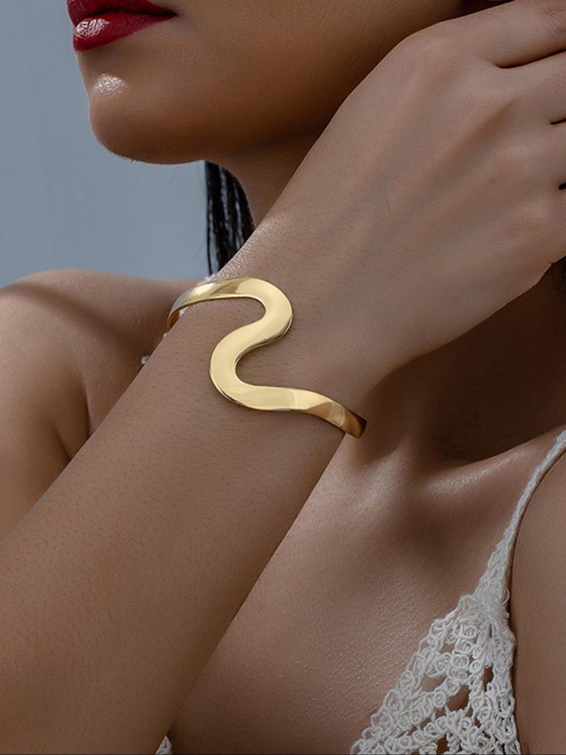 Simple Geometric Design Cuff Bangle / Armlet, Fashionable Vintage Jewelry for Women for Party, Daily Clothing Decor, Trendy All-match & Exquisite Jewelry for Birthday Gift