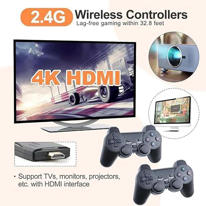 M8 Portable mini game stick, plug and play, comes with 2 wireless controllers and a 64G Micro SD card, HD TV game console