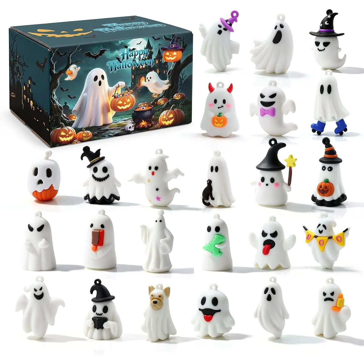 SkyRoad Halloween Ghost Figures for Kids Boys Girls, 24 Pcs
