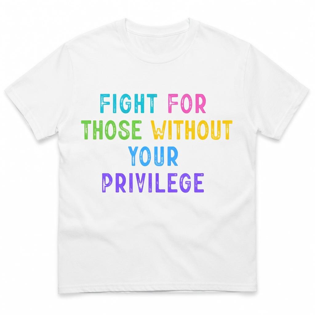 Resist Political Protest Crew Neck T-Shirt, Fight For Those Without Your Privilege Graphic Tee, Social Justice & Activism Short Sleeve Apparel, Aesthetic Equality & Human Rights Gift Fashion Top, Viral Trendy Allyship Statement Streetwear Round Neck Shirt