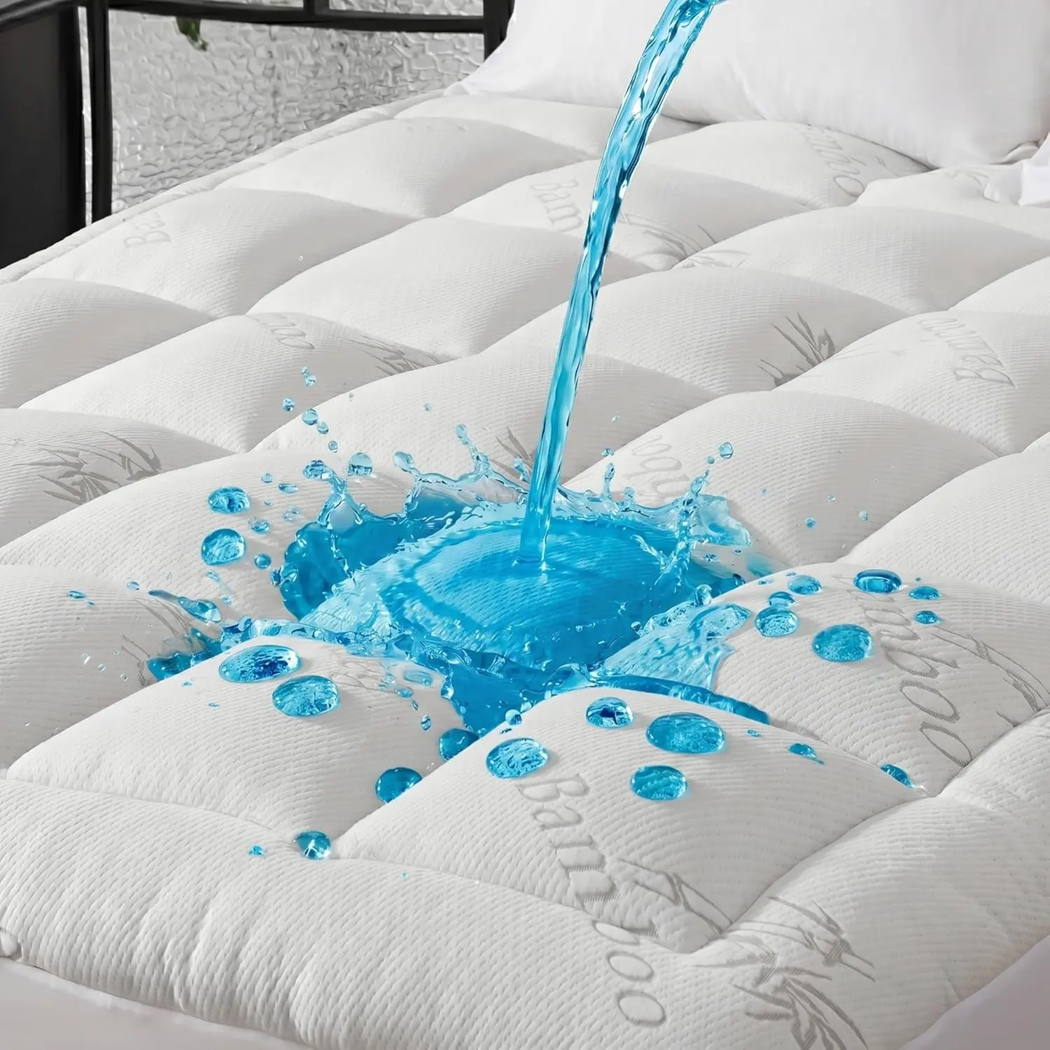 100% Waterproof Full Size Mattress Topper, Viscose Made from Bamboo Pillow Top Mattress Protector for Back Pain Relief, Breathable Cooling Mattress Pad for Hot Sleeper, 8-21 Inch Deep Pocket