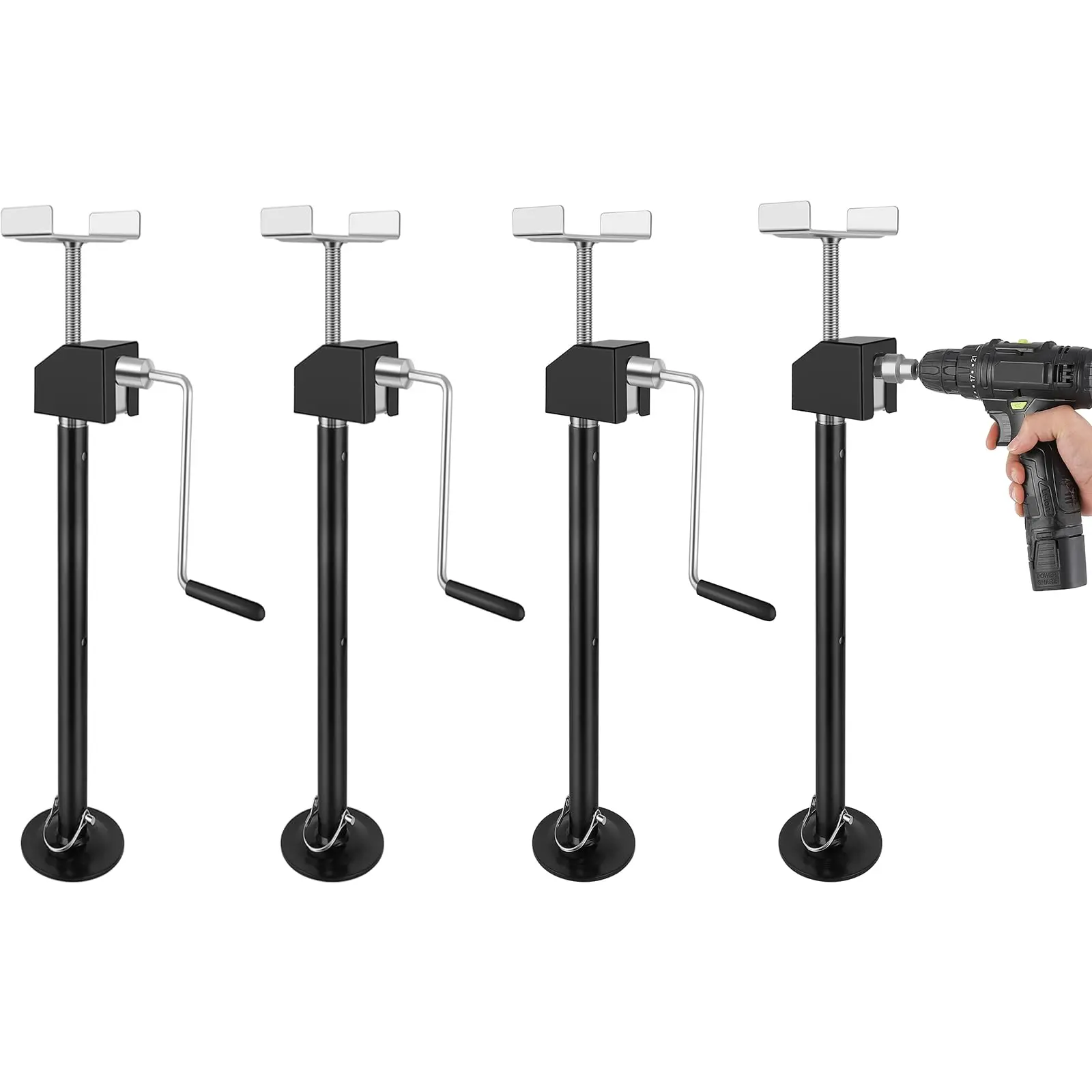 4-Pack RV Slide Out Support Jacks, Adjustable Height 21.06-34.25 Inches Heavy Duty Steel Stabilizer Stands, Supports Up to 10,000 Lbs for Camper Travel Trailer Truck
