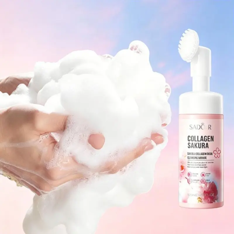 Cherry Blossom Collagen Cleansing Mousse Foam Cleanser Beauty Cleanser 120ml Hydrating Facial Wash Moisturizing Facial Cleansers