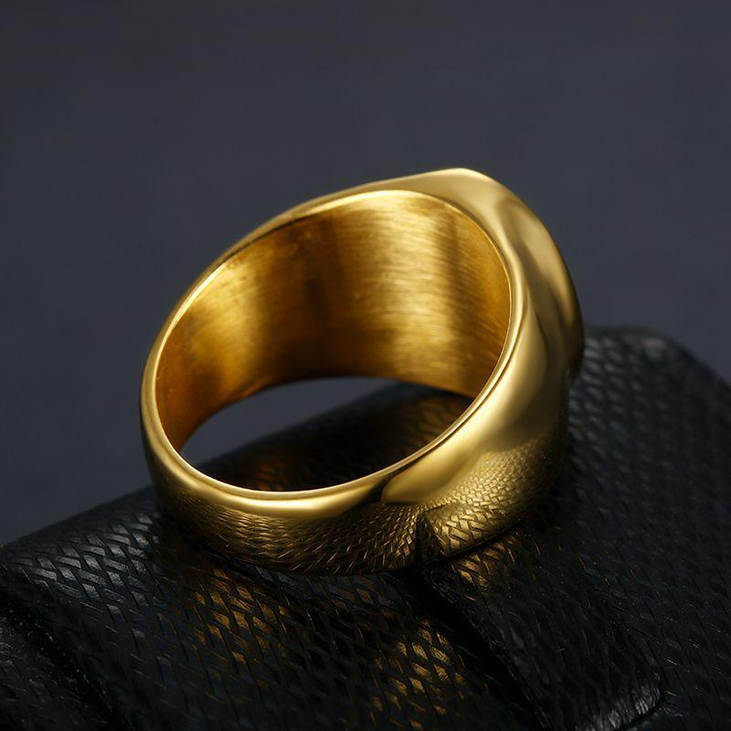 [FLAME] Hip Hop Masonic AG Ring Gold Plated Stainless Steel Blue Enamel Inlay Freemason Symbol Iced Out Statement Jewelry Trendy Streetwear Accessories for Men