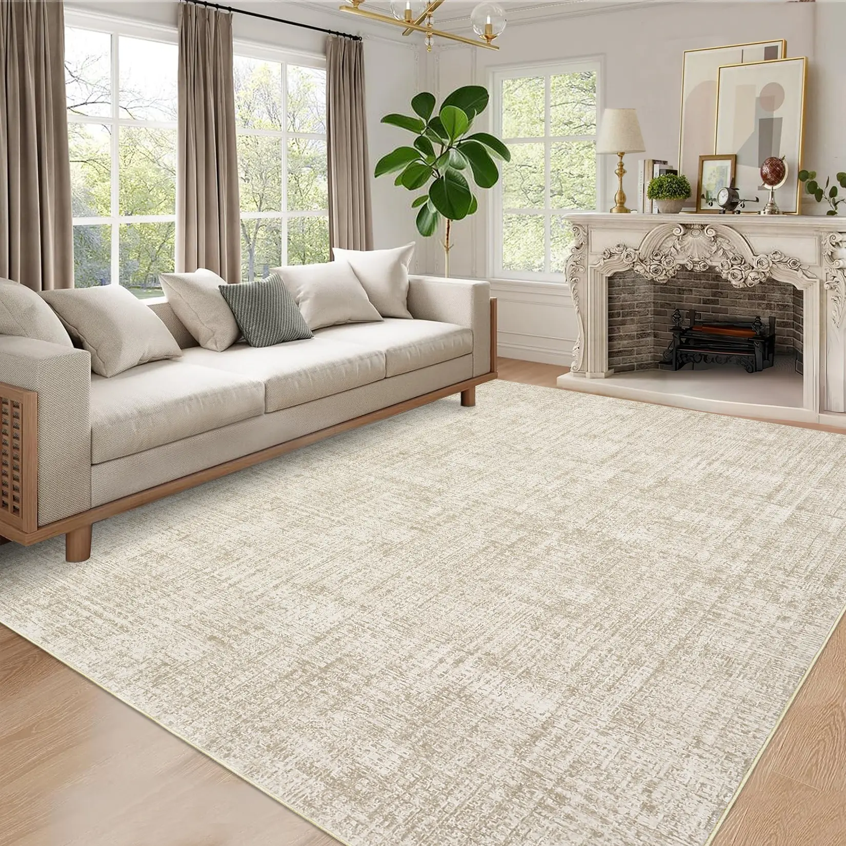 Modern Textured Living Room Rug with Non Slip Backing Soft Non Shedding Washable Area Rug and Foldable for Dining Room Nursery Laundry Room Entryway and Playroom bedroom