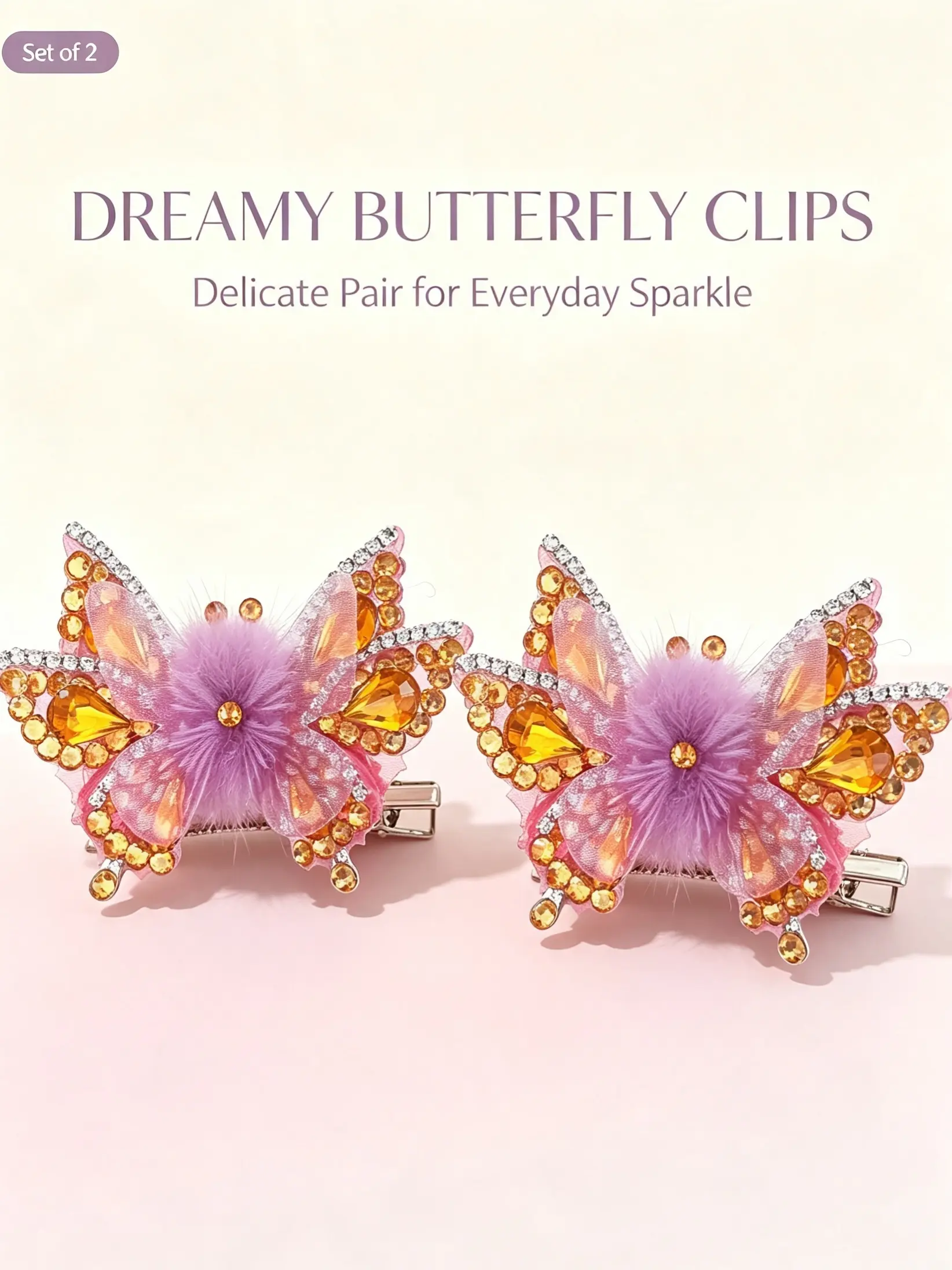 Handmade Original Design Dynamic Butterfly Hair Clip with CrystalAccents in Vibrant Colors for StylishLooks in Green Pink Blue and Purple,Cute Hair Clips, Butterfly Claw Clip
