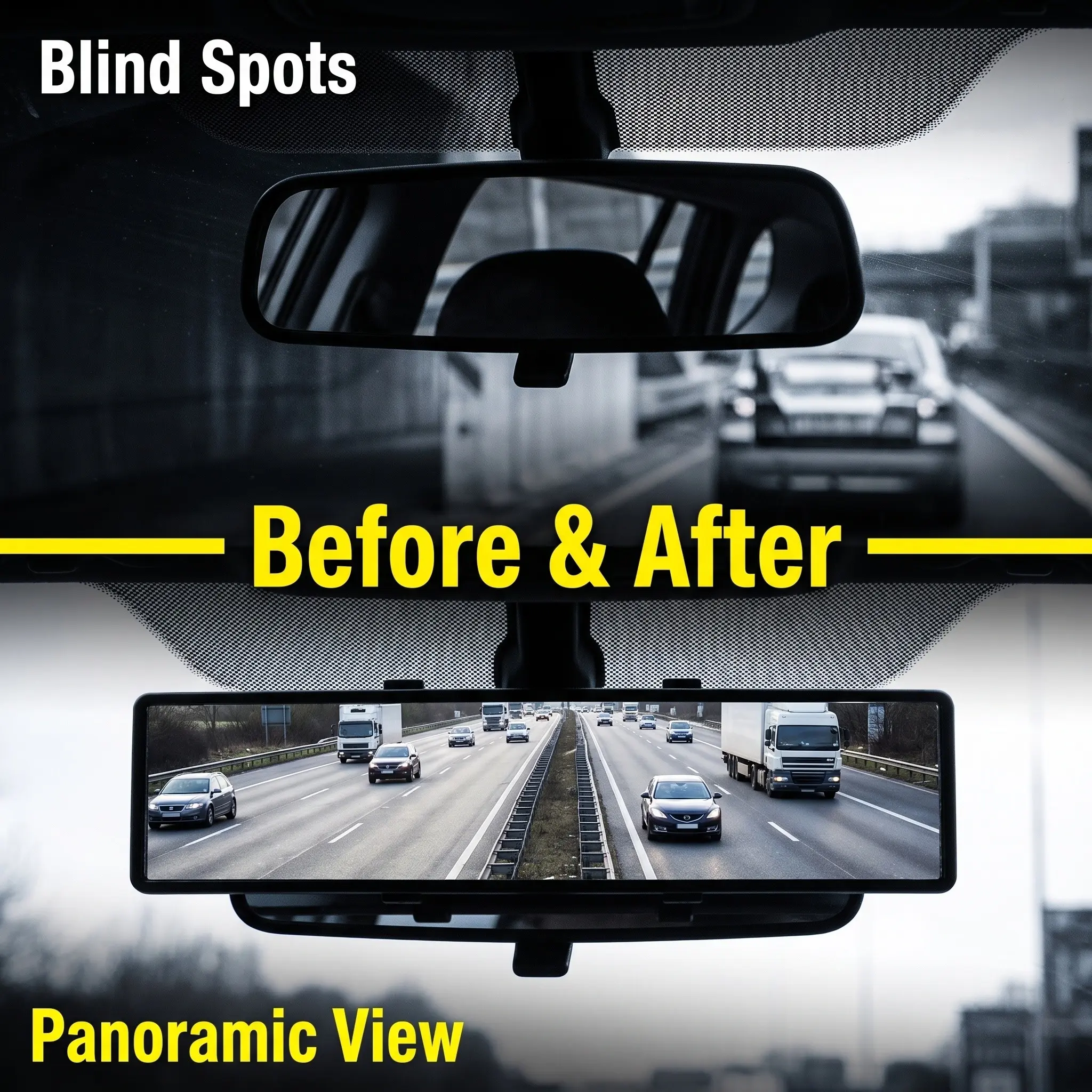 Upgrade Curved Wide-Angle Car Rear View Mirror, HD Anti-Fog Coating, Easy Install, Safe Driving Aid for Cars Suvs
