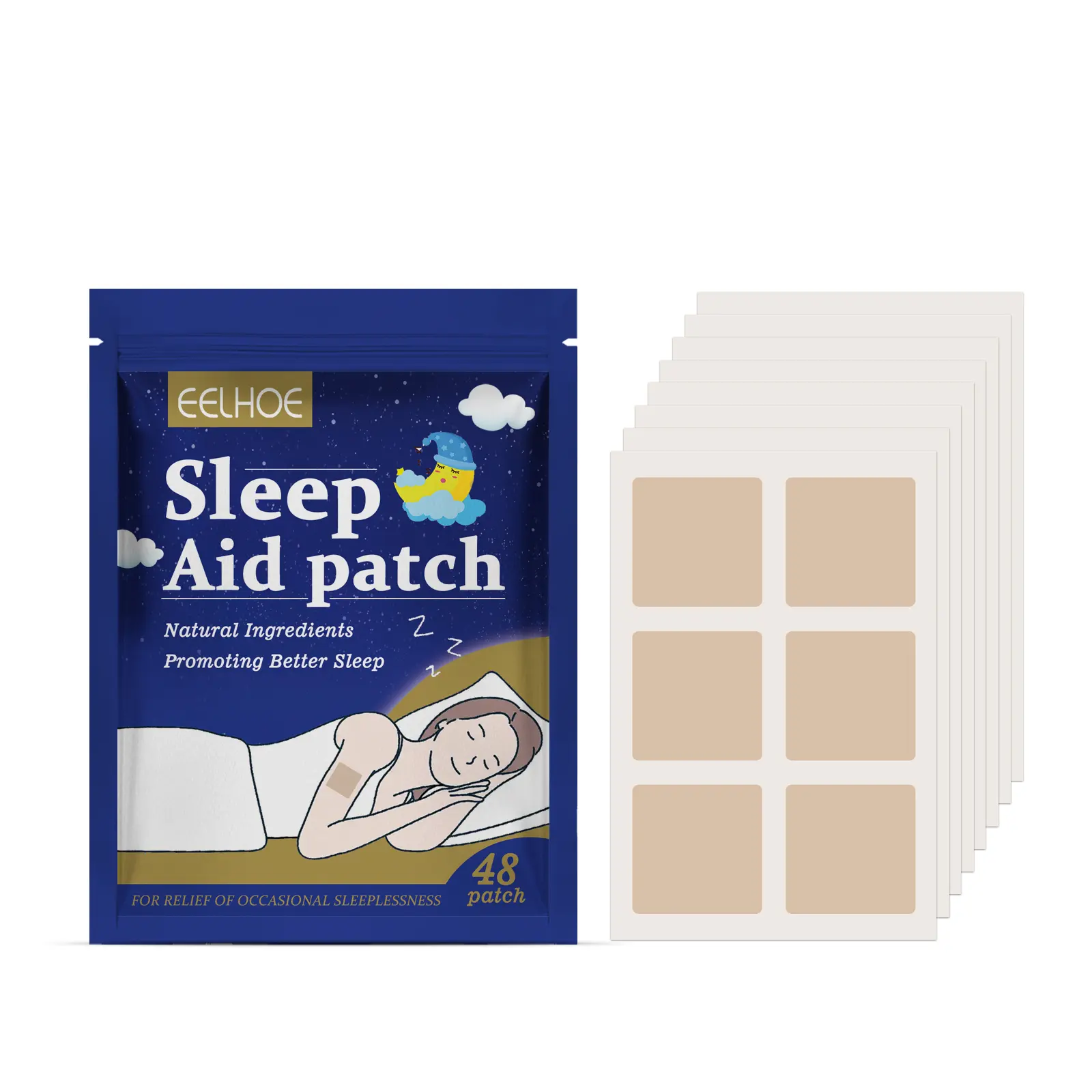 Sleep Patches for Nightly Body Relaxation, 48 Count Natural Plant-Based Sticker Patches, Portable Peel & Apply Design, No Messy Liquid