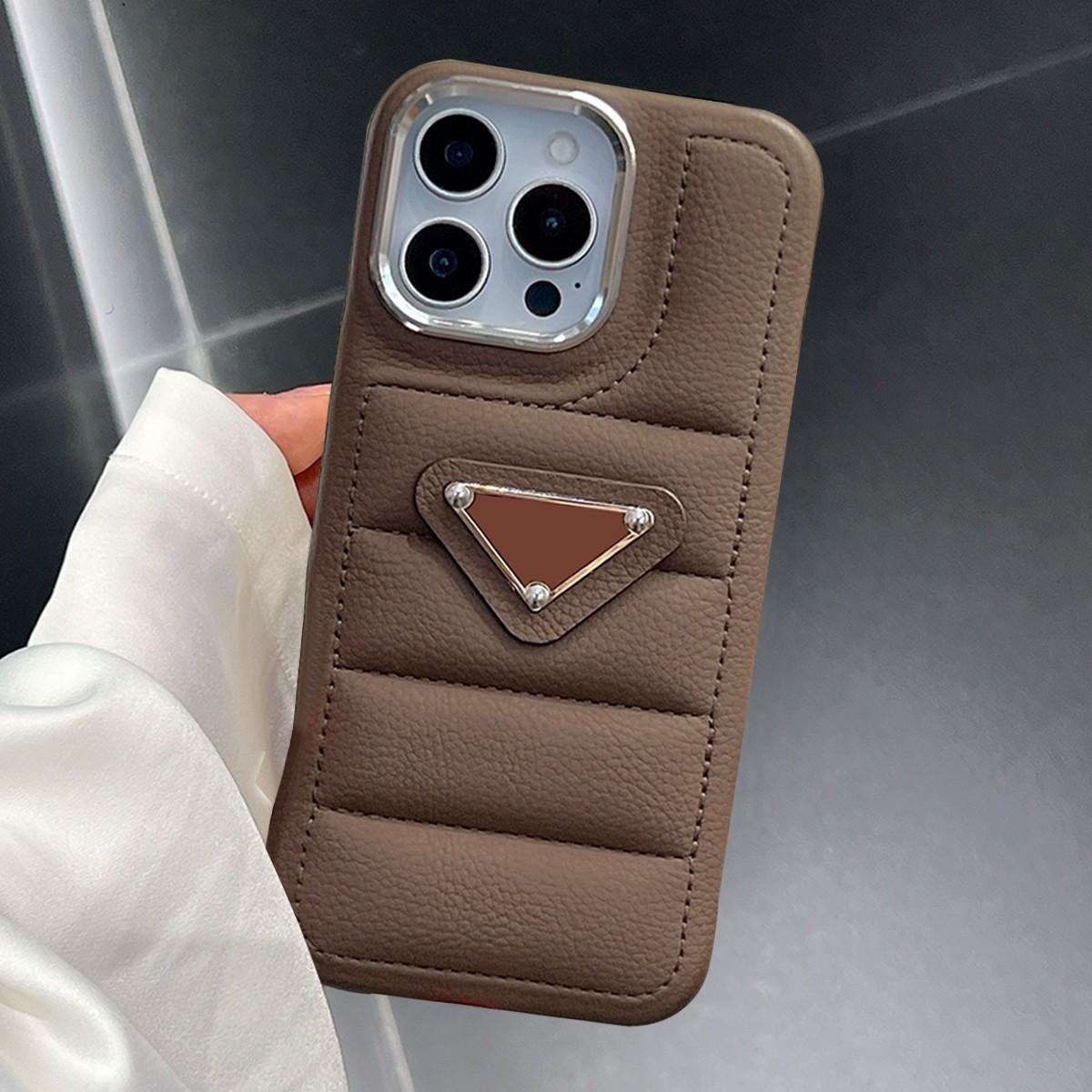 Luxury Shockproof Down Jacket Puffer Case For iPhone 17 16 15 14 Pro Max Leather Trendy Phone Cover Protective Protection Cellphone Protector