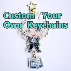 Custom Keychains Cartoon Llavero Key Chain Photo Customized Anime Charms Hologram Clear Acrylic Personalized Designer Keychains