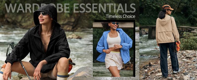 Yousify Womens Waterproof Rain Jackets Lightweight Zip Up Raincoat Outdoor Hiking Hooded Windbreaker with Pocket