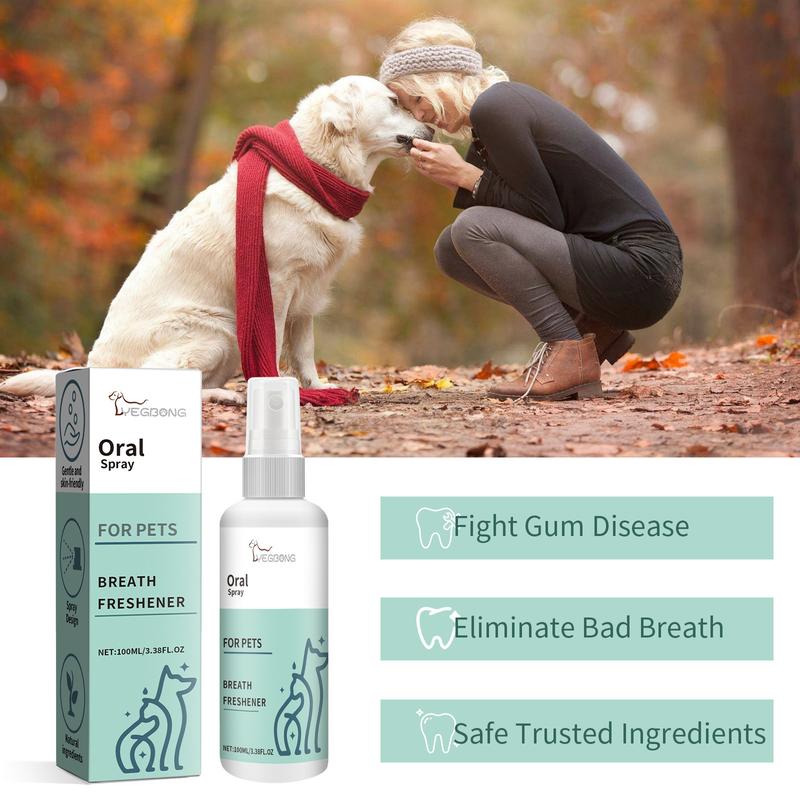 Pet Mint Flavor Fresh Breath Spray, Oral Care for Dogs & Cats, Eliminate Bad Odor, Dental Hygiene Solution, Essential Pet Grooming Tool