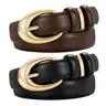 JASGOOD Women Leather Belt for Jeans Pants Fashion Ladies Skinny Faux Leather Belt with Gold Buckle