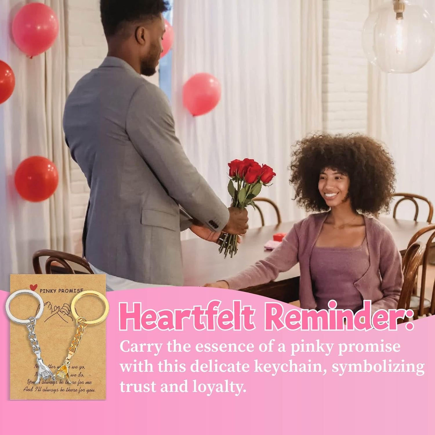 Gifts for Boyfriend - 2PC Pinkie Promise Matching Couples Keychain Gift for Boyfriend Girlfriend Long Distance